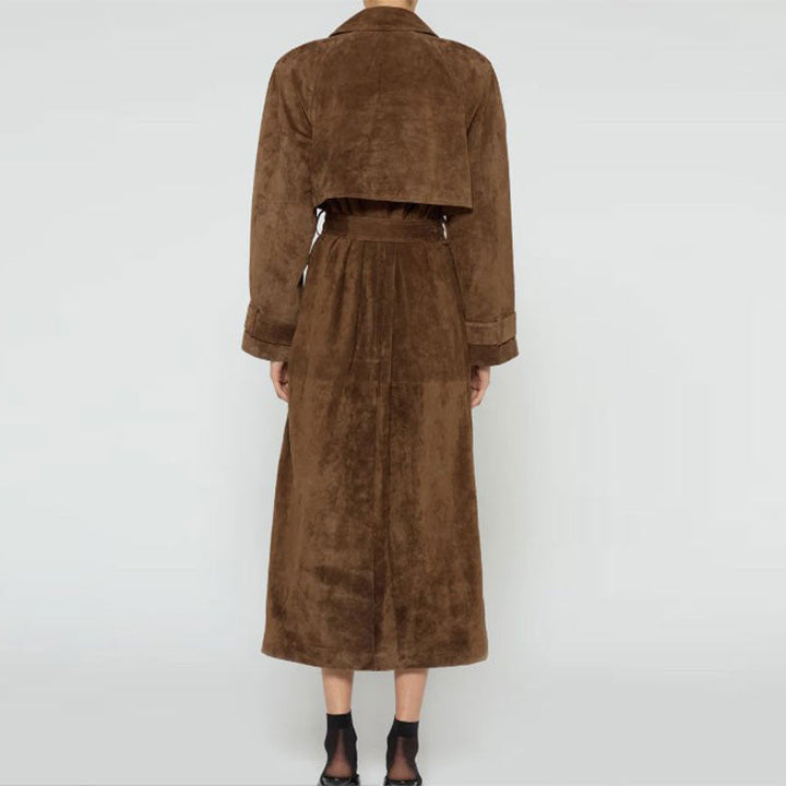 Manteau long en suédine pour femme - Solenne