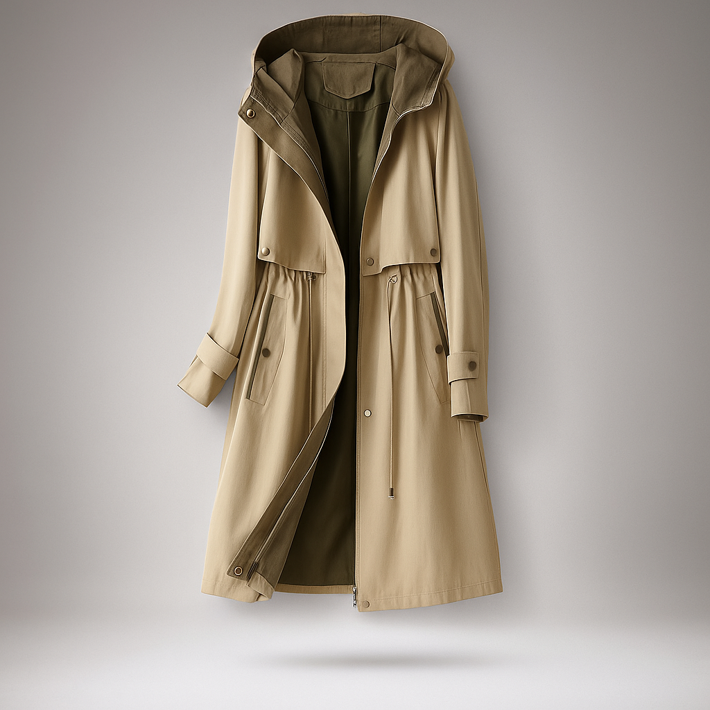 Trench long pour femme avec capuche réglable - Isolde