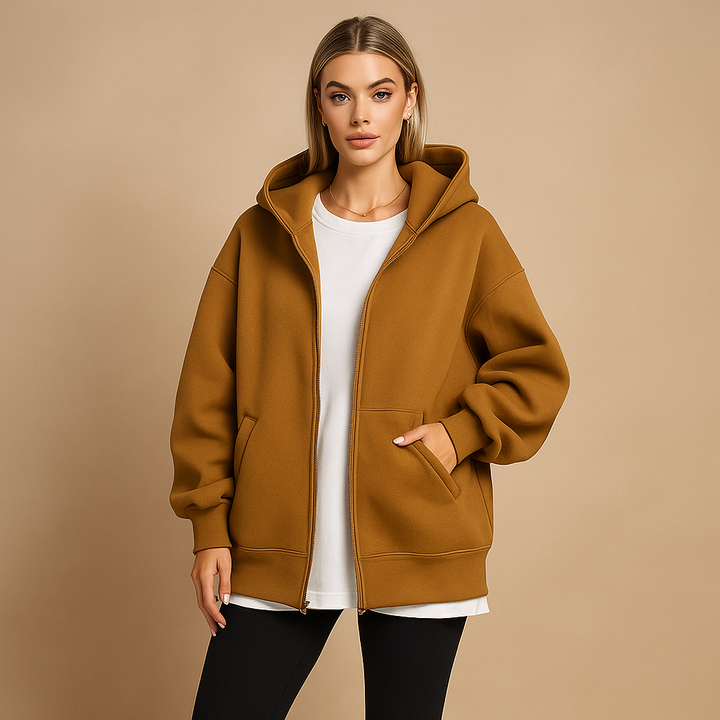 Sweat oversize à capuche zippée pour femme - Yeni