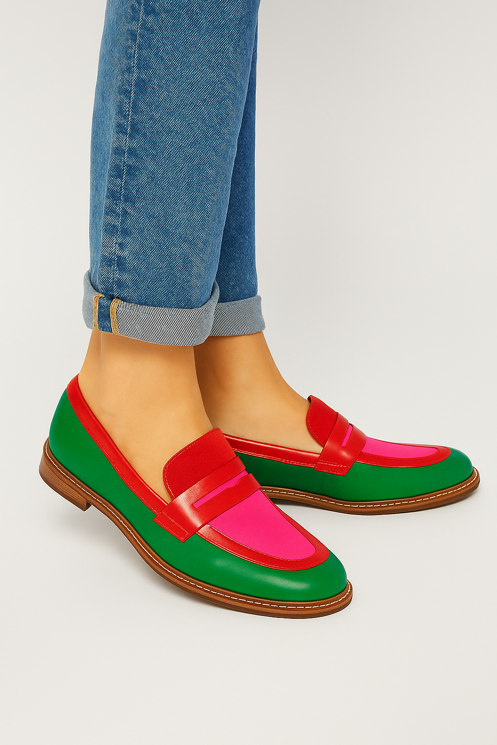 Mocassins combinés de couleurs vives pour femmes - Nadine