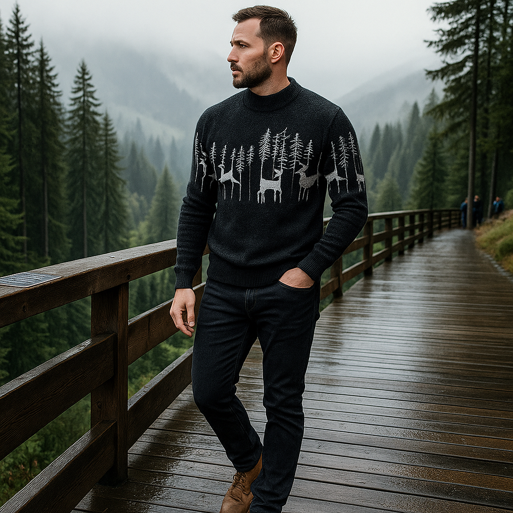 Pull homme col roulé motif hiver - Erland