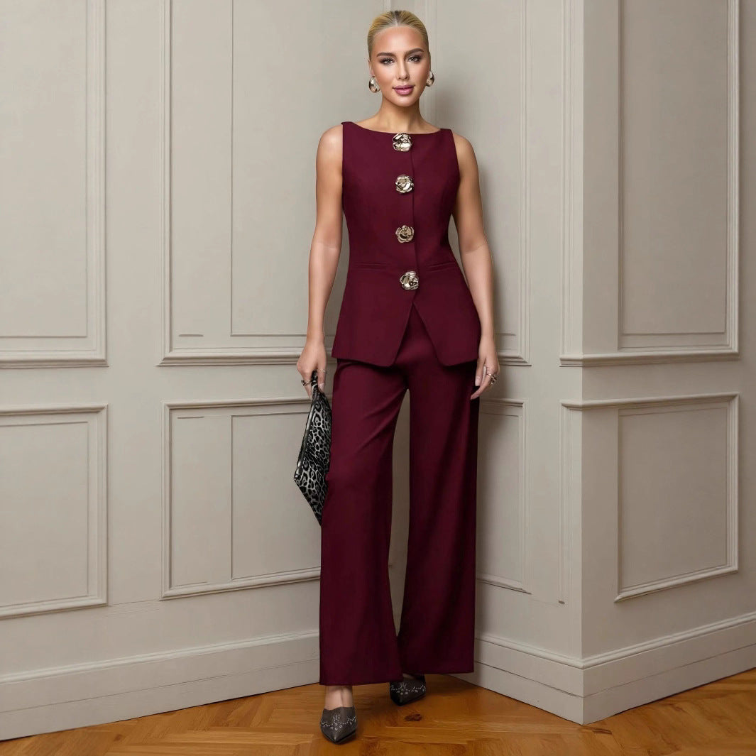 Ensemble sans manches et pantalon large pour femme - Elira