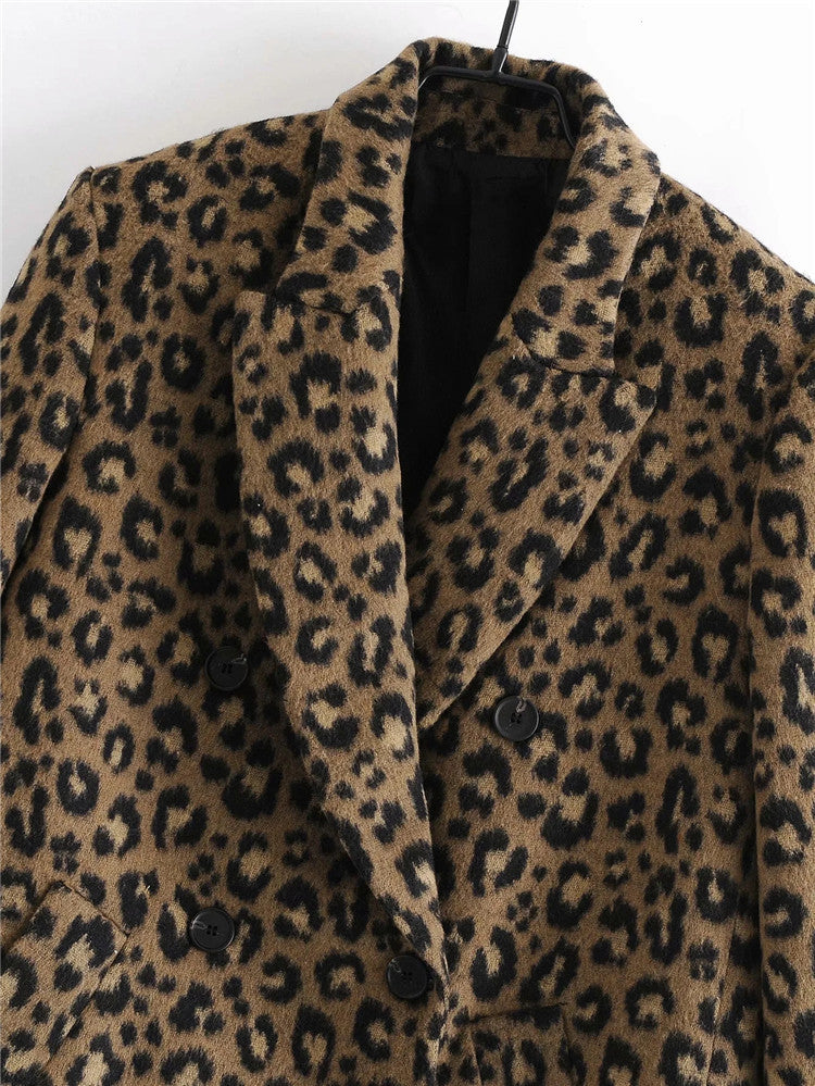 Manteau léopard coupe droite à revers pour femme - Frida