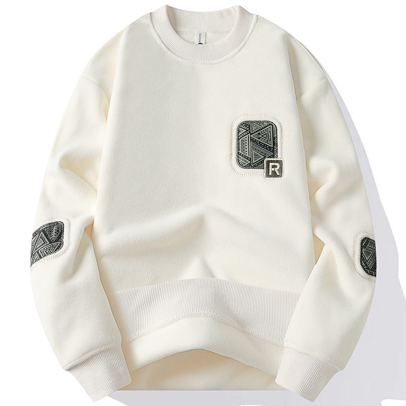 Pull homme à col rond et patchs décoratifs - Bjornik