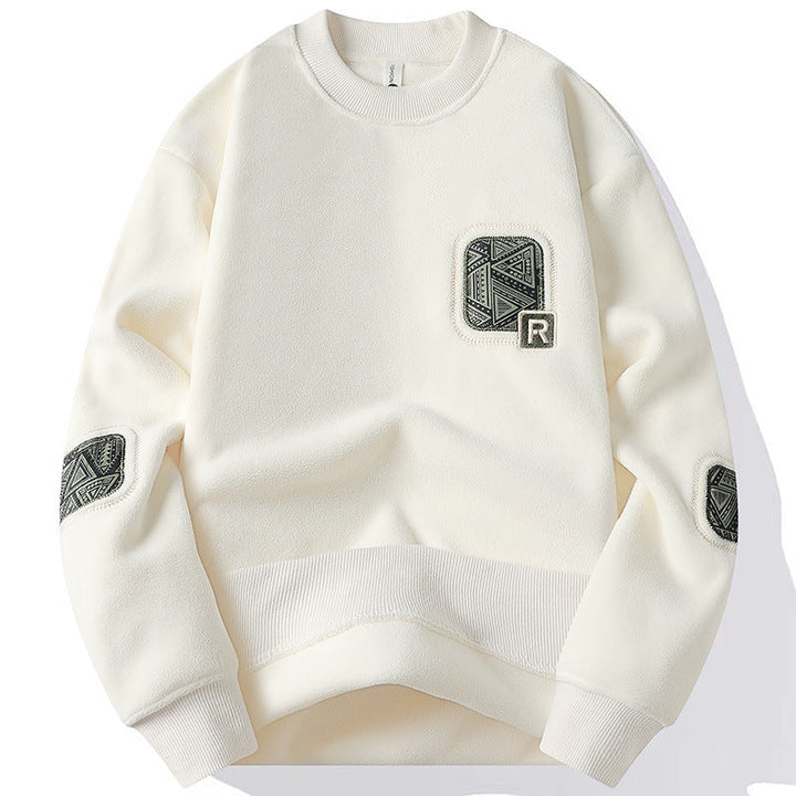 Pull homme à col rond et patchs décoratifs - Bjornik