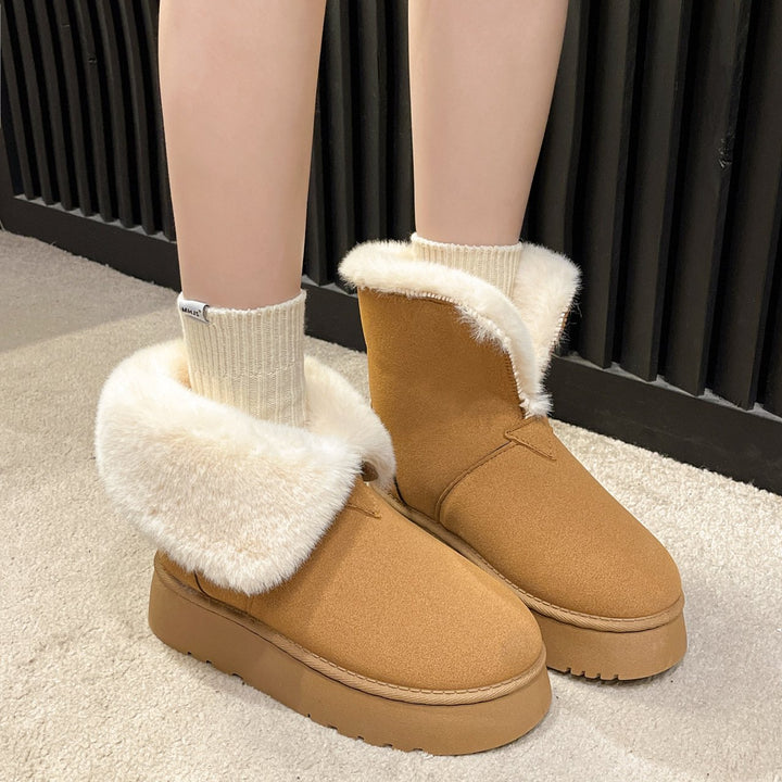 Bottines d'hiver pour femmes avec bordures en peluche - Saivelle