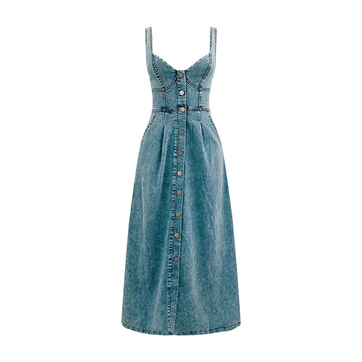 Robe midi en denim de style printanier pour femme - Elowen