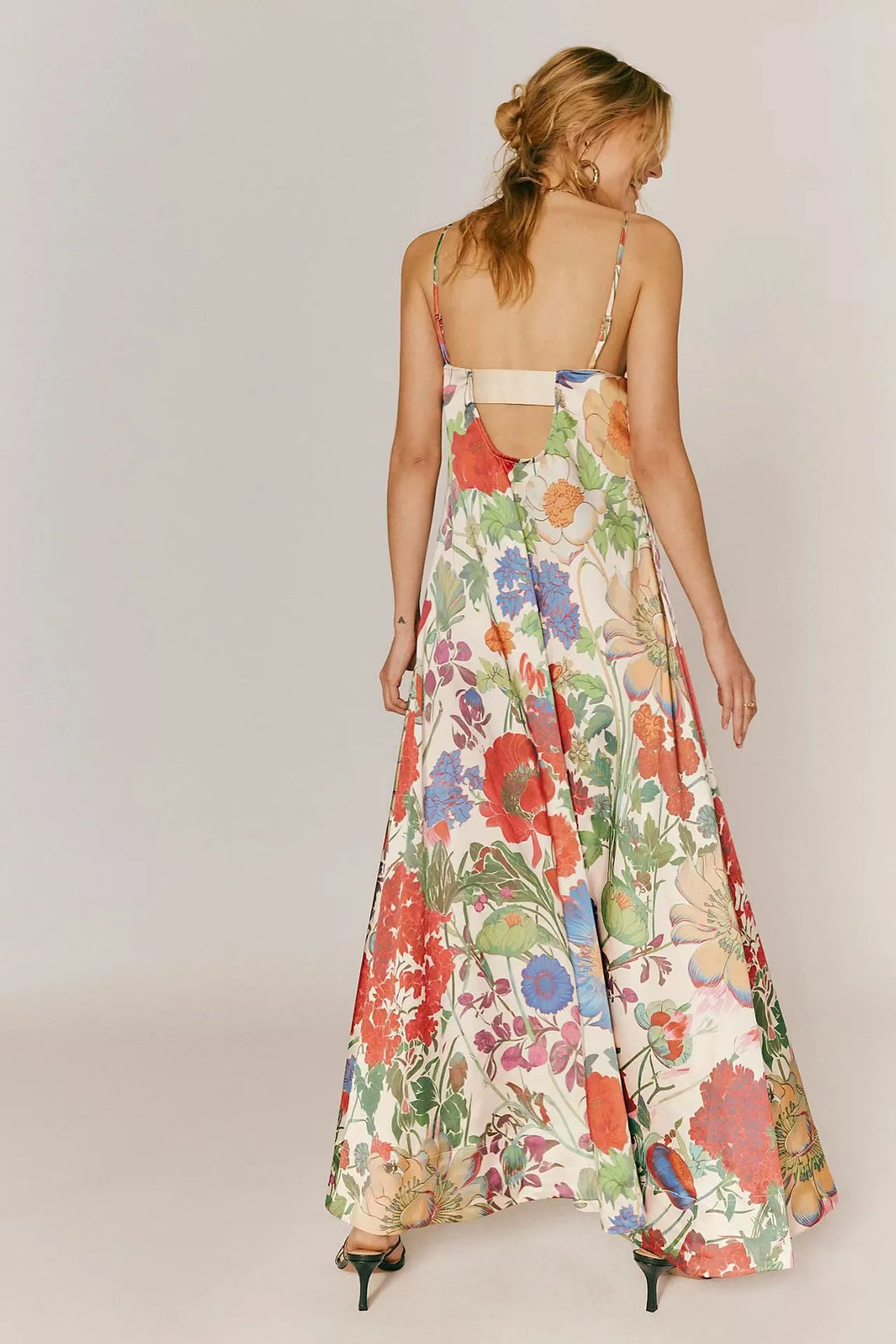 Robe longue pour femme, imprimé floral, taille haute, coupe A-line - Althea