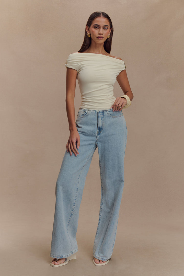 Top ajusté à épaules dénudées avec détails métalliques pour femmes - Kinsley