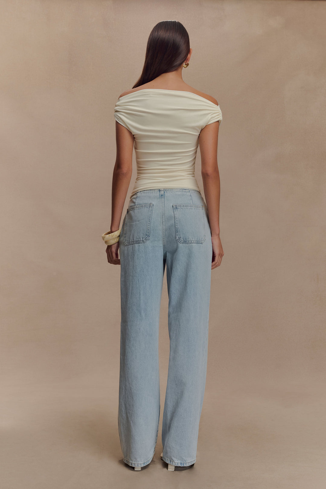 Top ajusté à épaules dénudées avec détails métalliques pour femmes - Kinsley