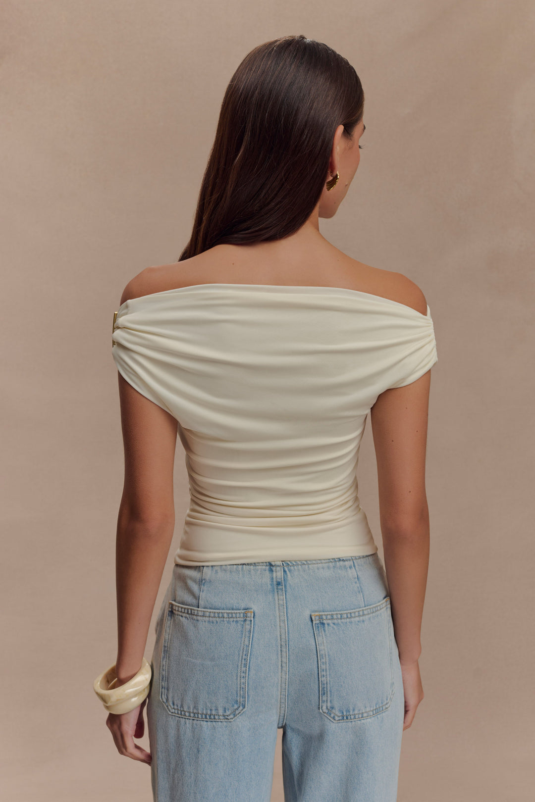 Top ajusté à épaules dénudées avec détails métalliques pour femmes - Kinsley