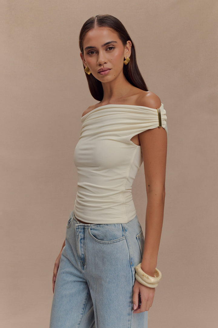 Top ajusté à épaules dénudées avec détails métalliques pour femmes - Kinsley