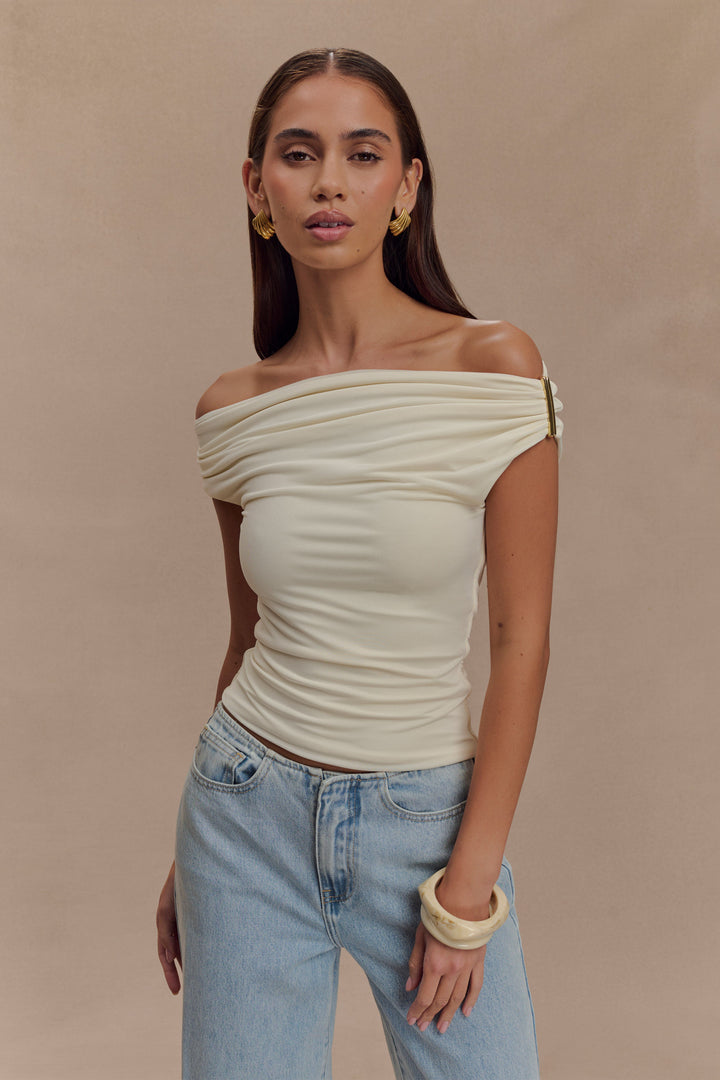 Top ajusté à épaules dénudées avec détails métalliques pour femmes - Kinsley