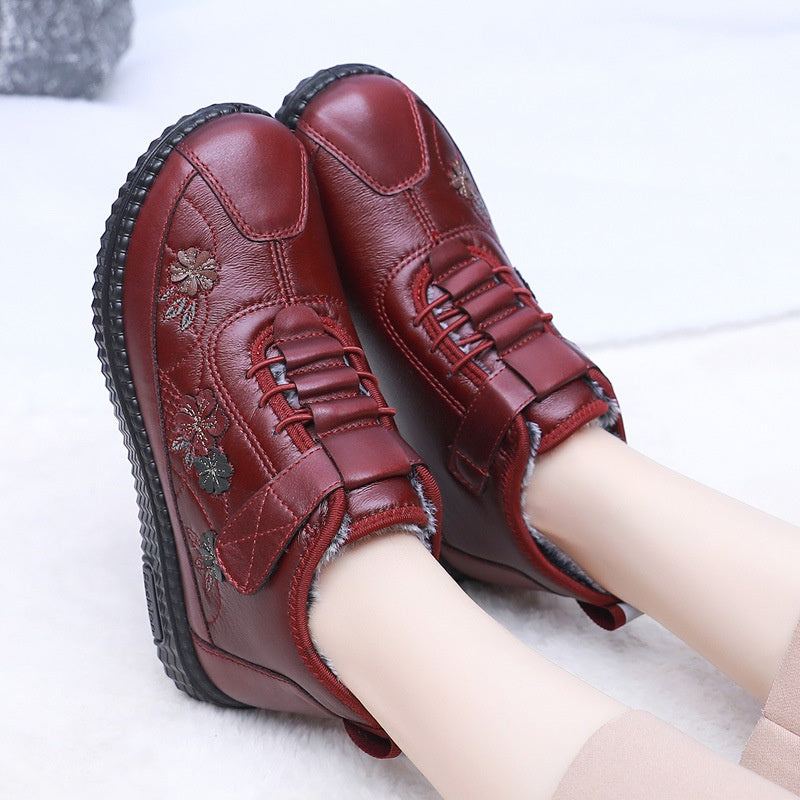 Chaussures orthopédiques d'hiver pour femmes avec broderie - Indigo