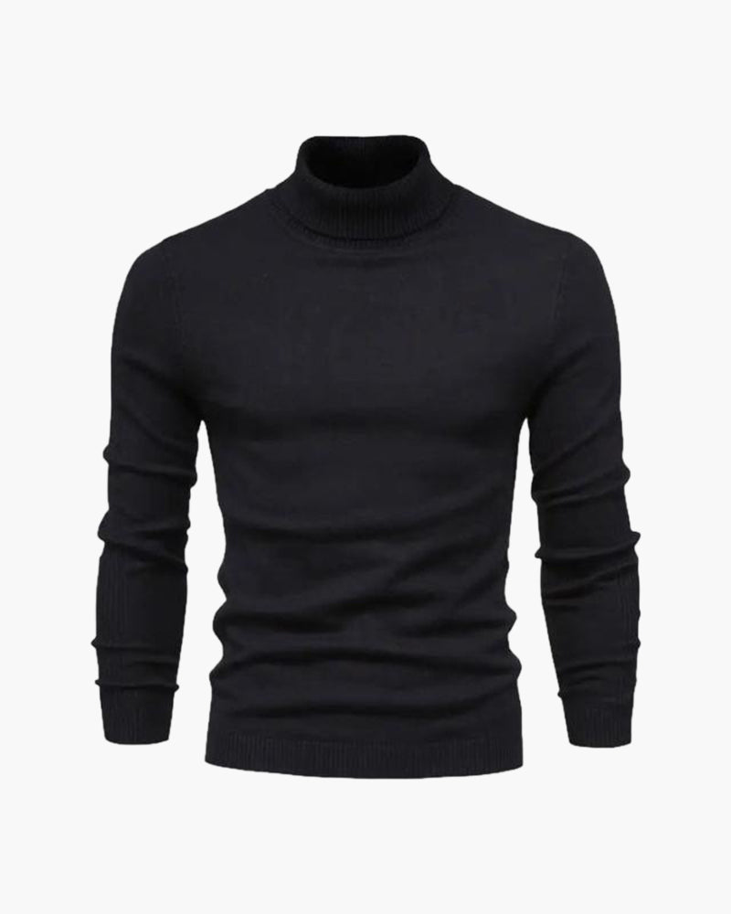 Pull homme à col roulé, maille unie, manches longues - Aldren