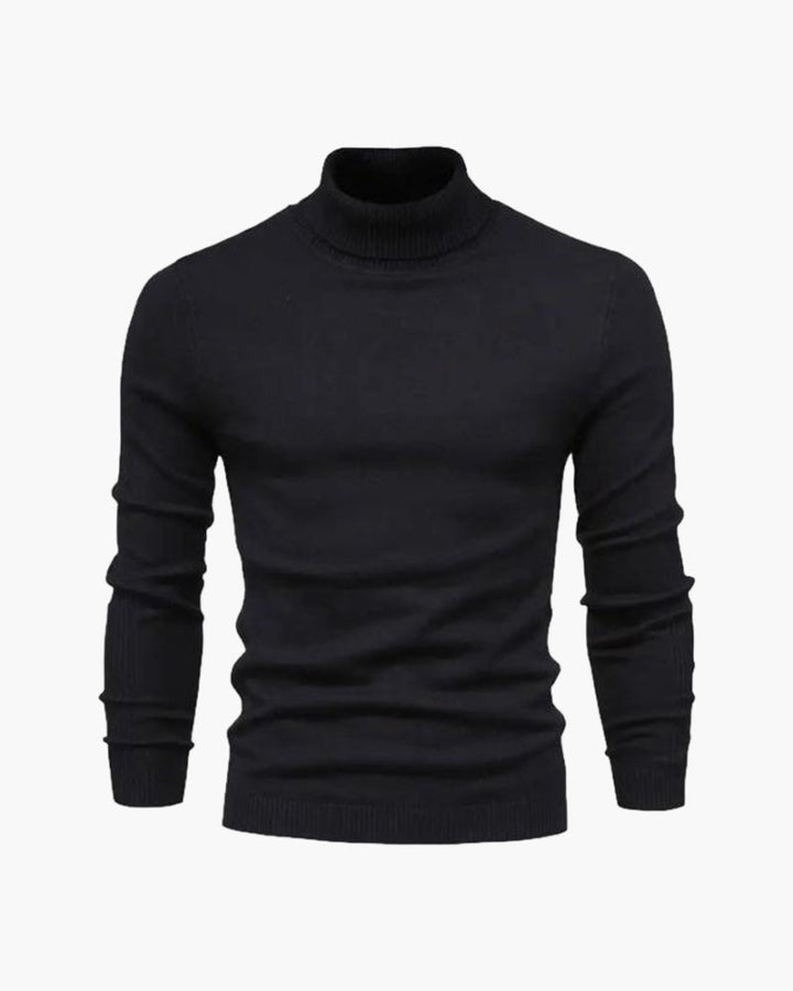 Pull homme à col roulé, maille unie, manches longues - Aldren