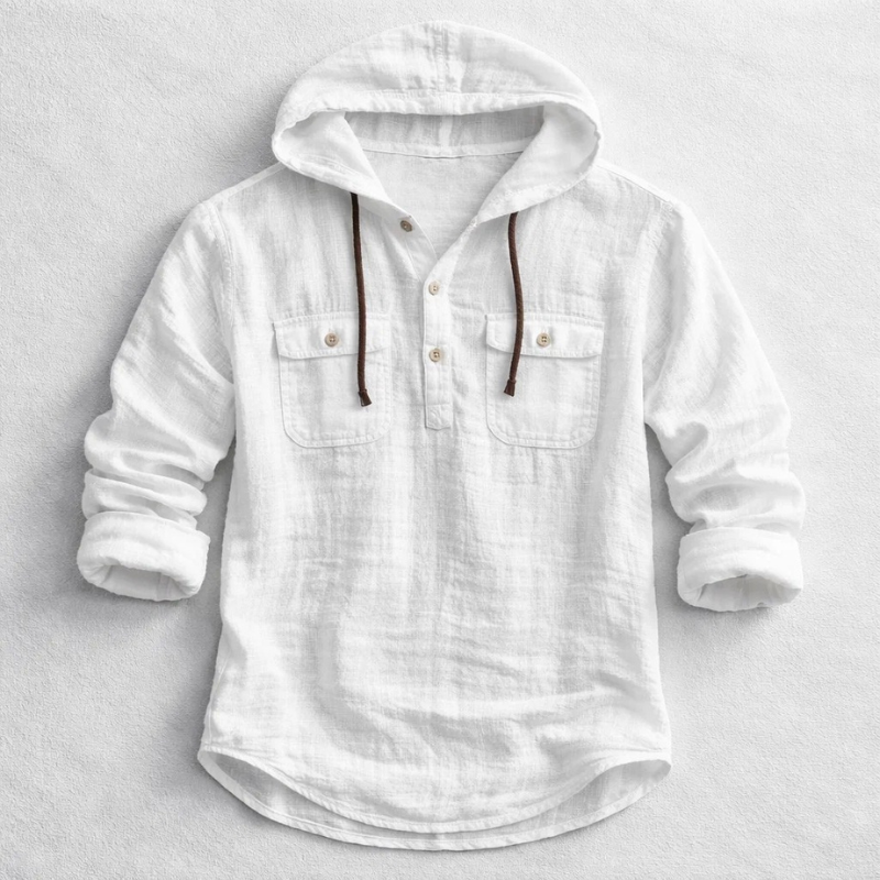 Chemise en lin à capuche à manches longues pour hommes - Ralph