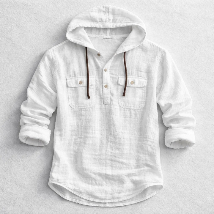 Chemise en lin à capuche à manches longues pour hommes - Ralph