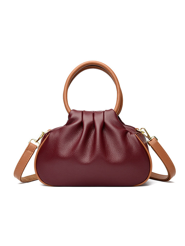Sac à bandoulière pour femme avec plis et poignées rondes rigides