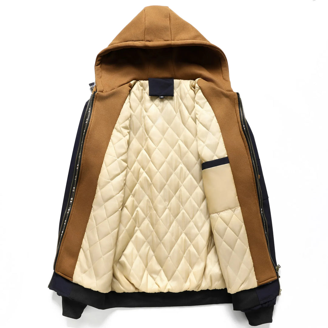 Blouson bomber matelassé homme style urbain capuche superposée - Damián