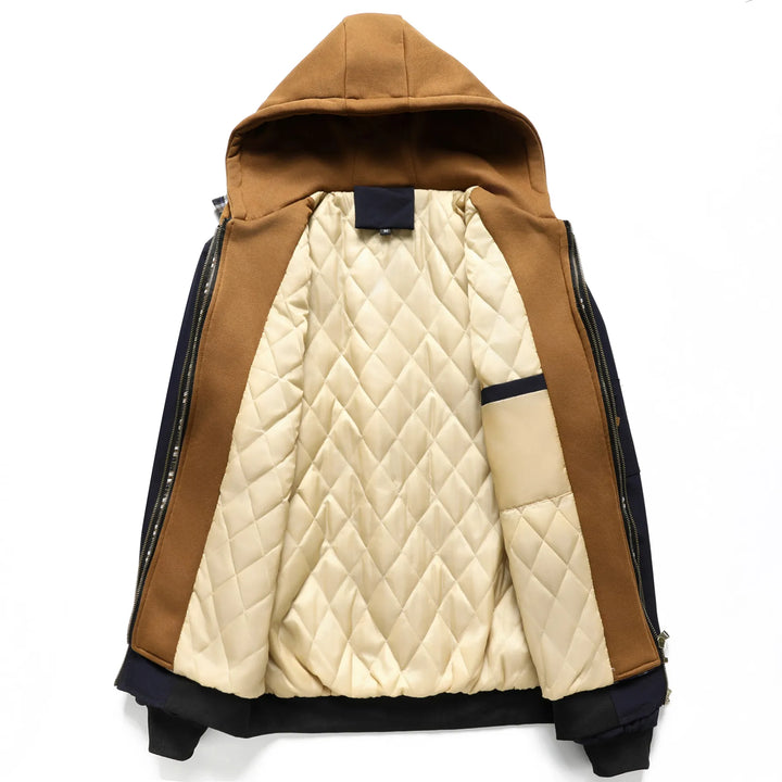 Blouson bomber matelassé homme style urbain capuche superposée - Damián