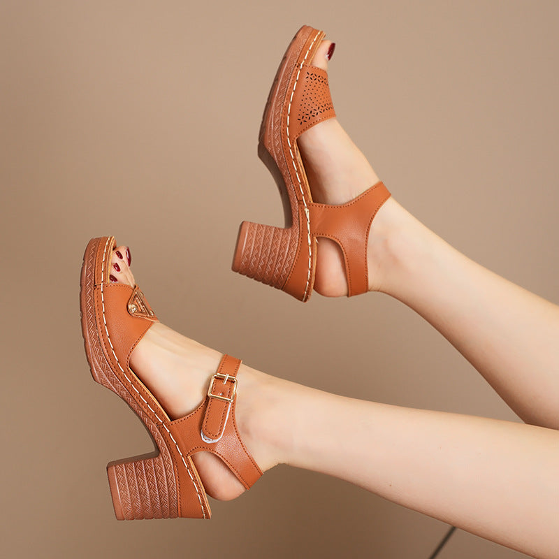 Sandales pour femmes à talon large et boucle - Darel