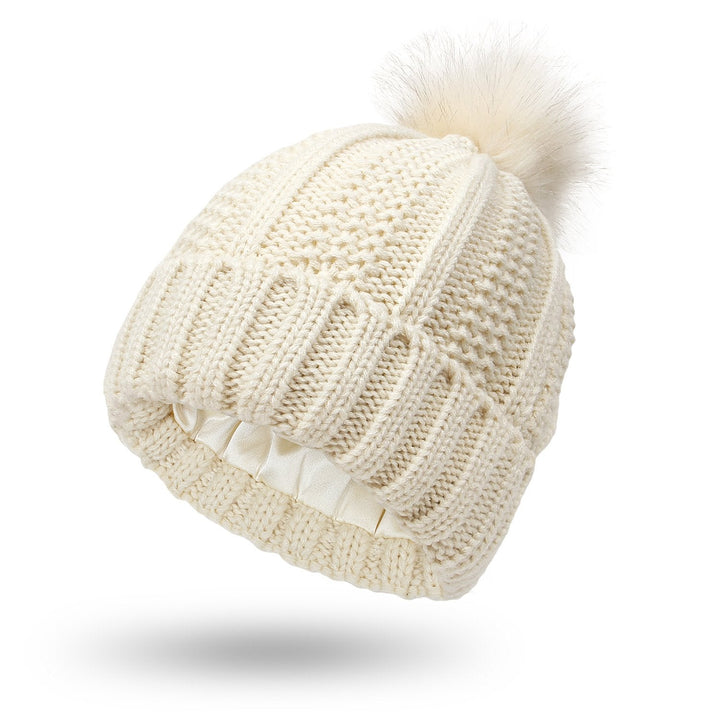 Bonnet tricoté pour femme avec pompon - Daitonna