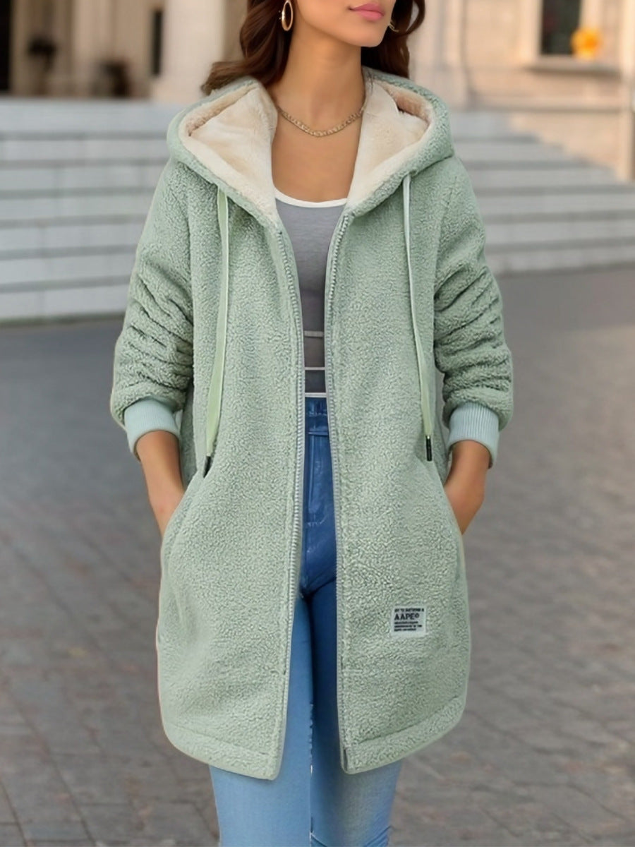 Veste polaire à capuche pour femme avec fermeture fonctionnelle sur le devant - Kjersti