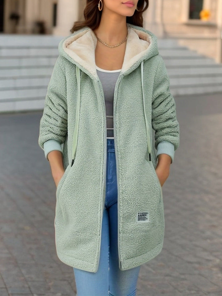 Veste polaire à capuche pour femme avec fermeture fonctionnelle sur le devant - Kjersti