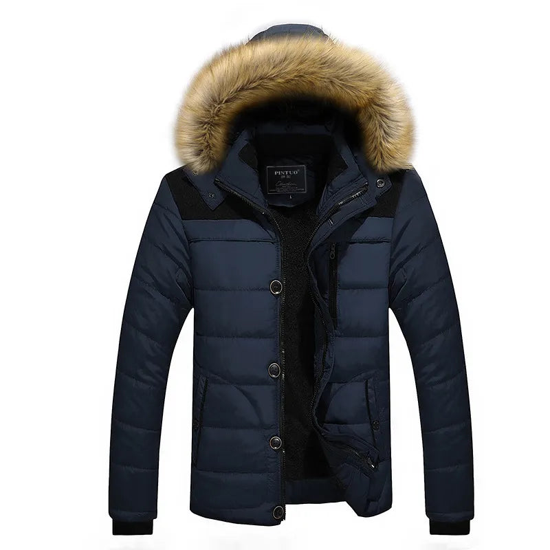 Blouson matelassé homme capuche bordée de fausse fourrure col montant - Aldren