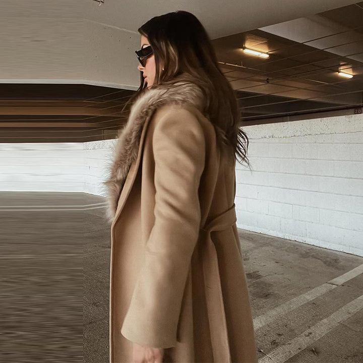 Manteau long pour femme avec col enveloppant et fermeture croisée - Eirlys