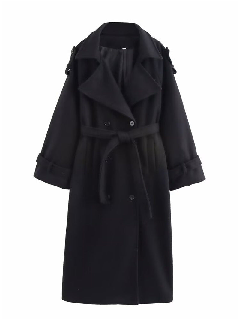 Manteau croisé en laine mi-long pour femme - Elviane