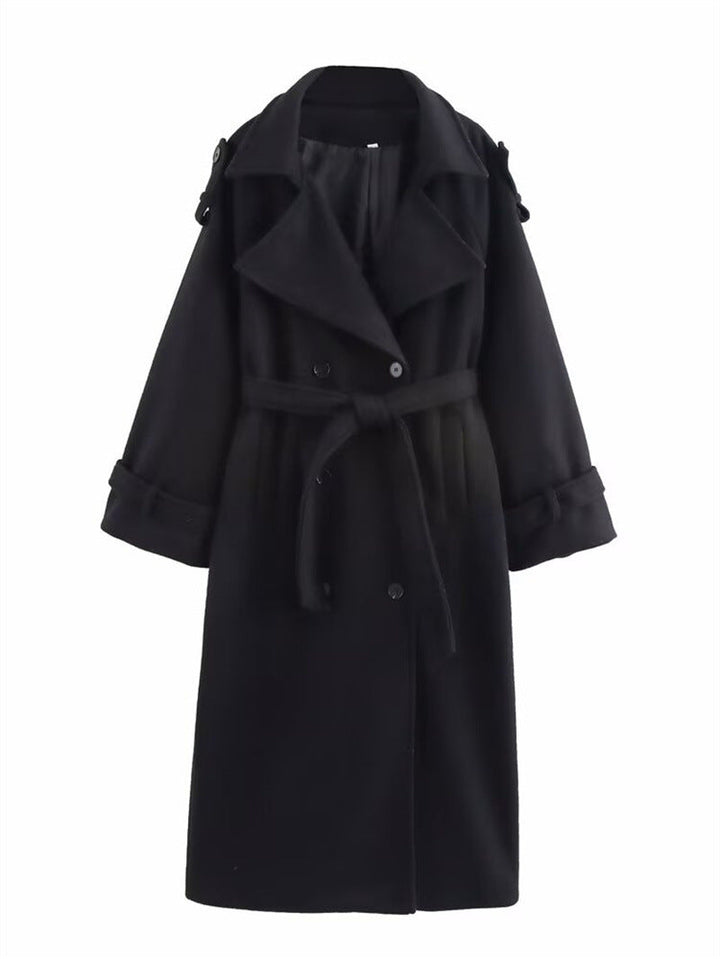 Manteau croisé en laine mi-long pour femme - Elviane