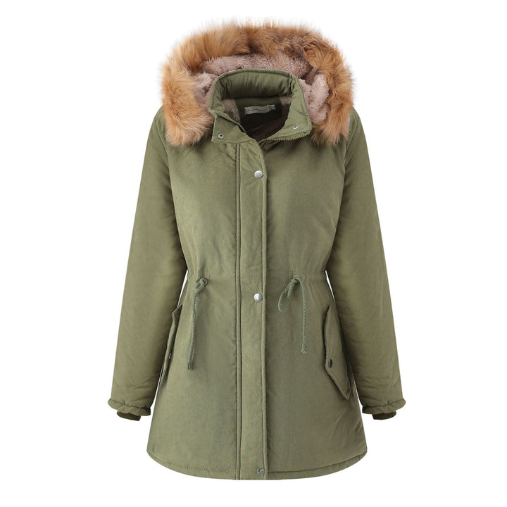 Veste matelassée pour femme avec capuche en fourrure synthétique - Doriana