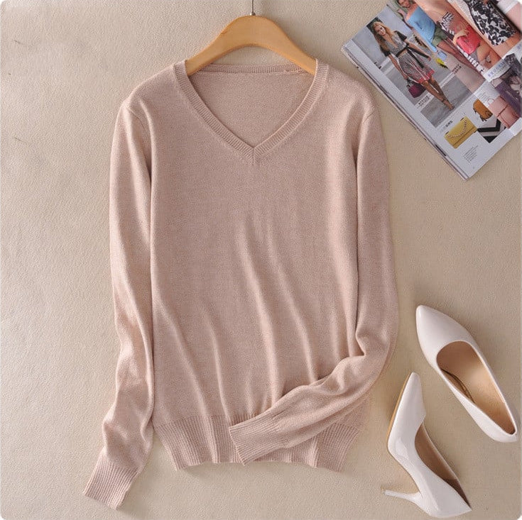 Pull en maille à col en V pour femmes - Anika