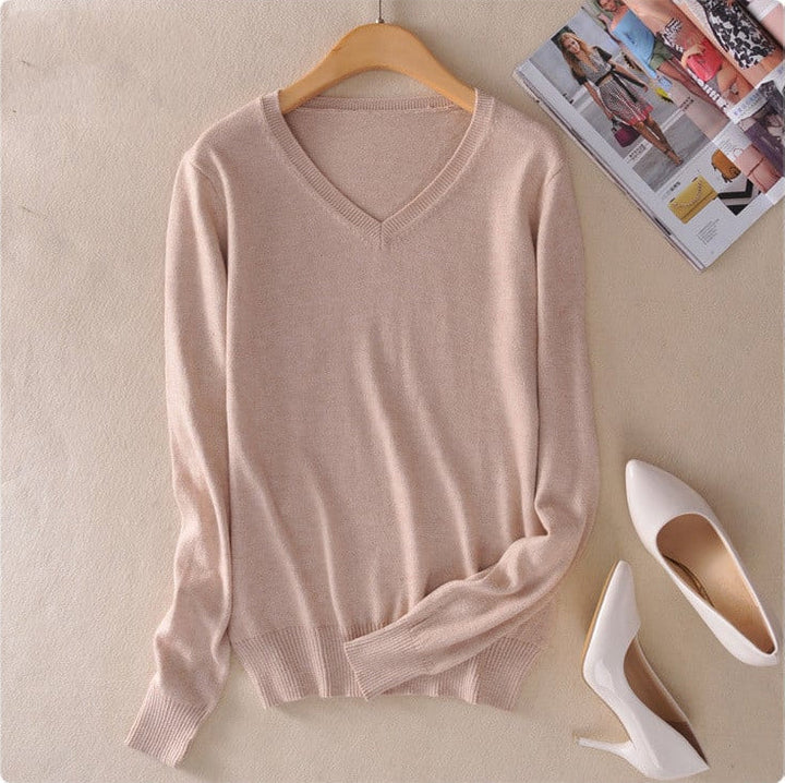 Pull en maille à col en V pour femmes - Anika