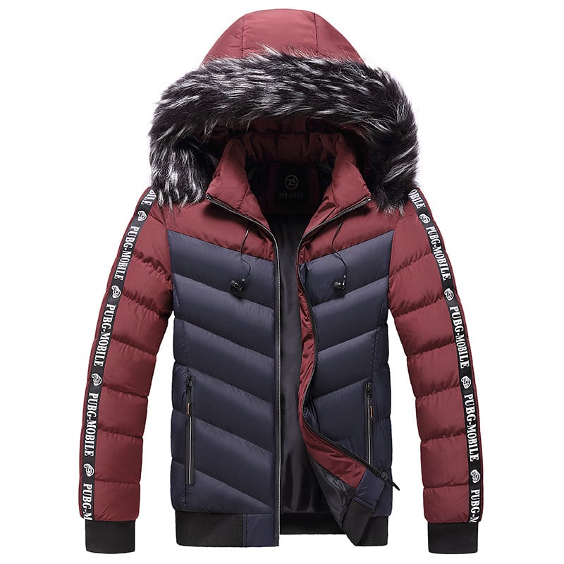 Veste matelassée pour homme avec capuche en fourrure synthétique - Elian
