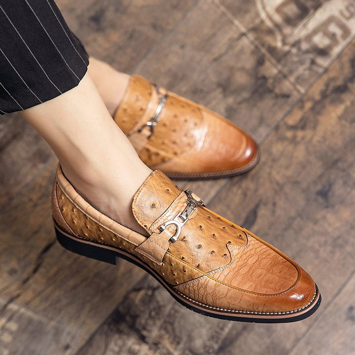 Mocassins en cuir gaufré pour hommes style formel - Elvarn