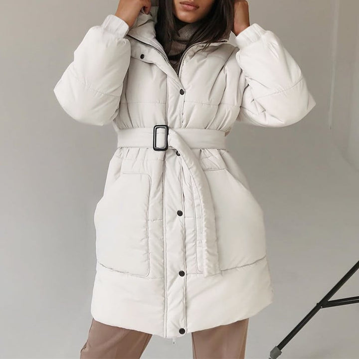 Manteau matelassé à effet plume avec ceinture pour femme - Arvella