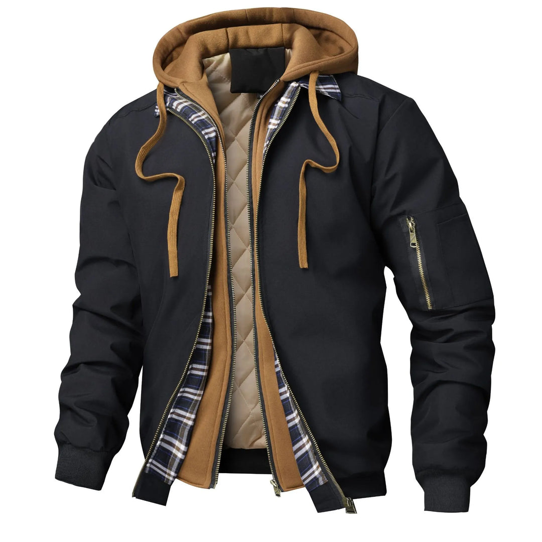 Blouson bomber matelassé homme style urbain capuche superposée - Damián