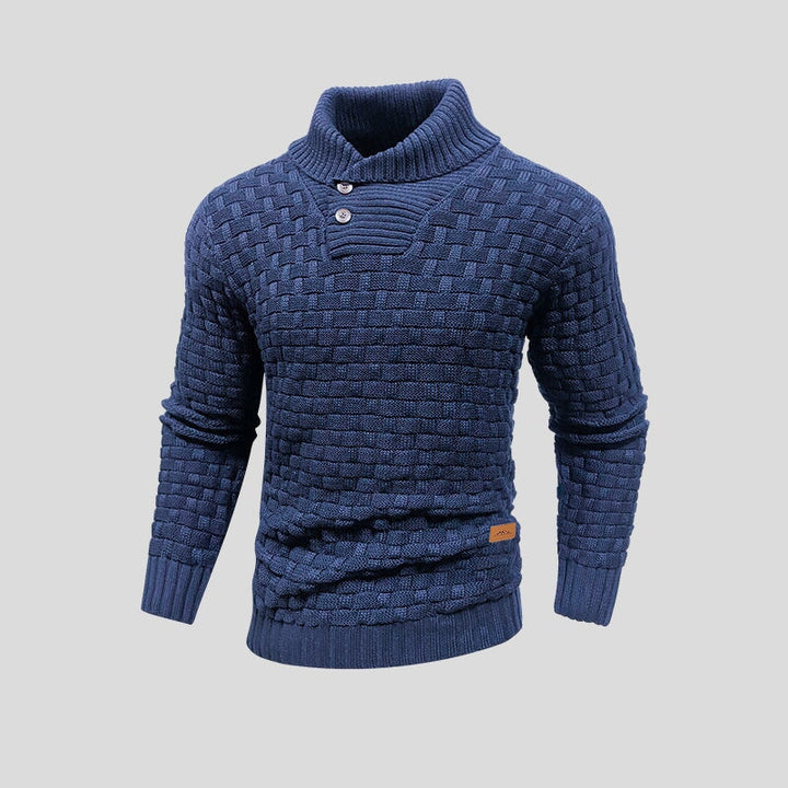 Pull en maille à col roulé boutonné pour homme - Keldor