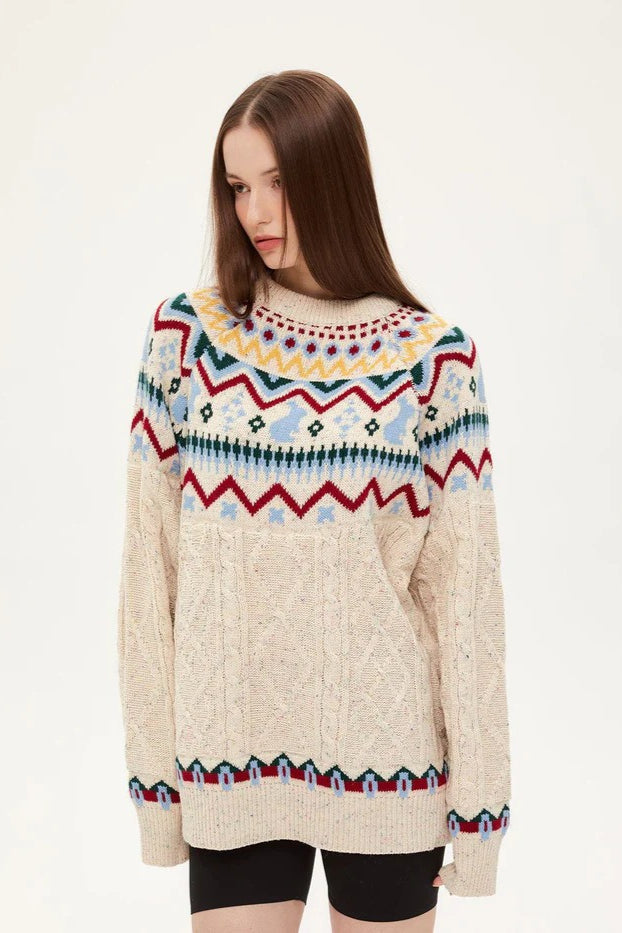 Pull vintage en maille pour femme - Elorie