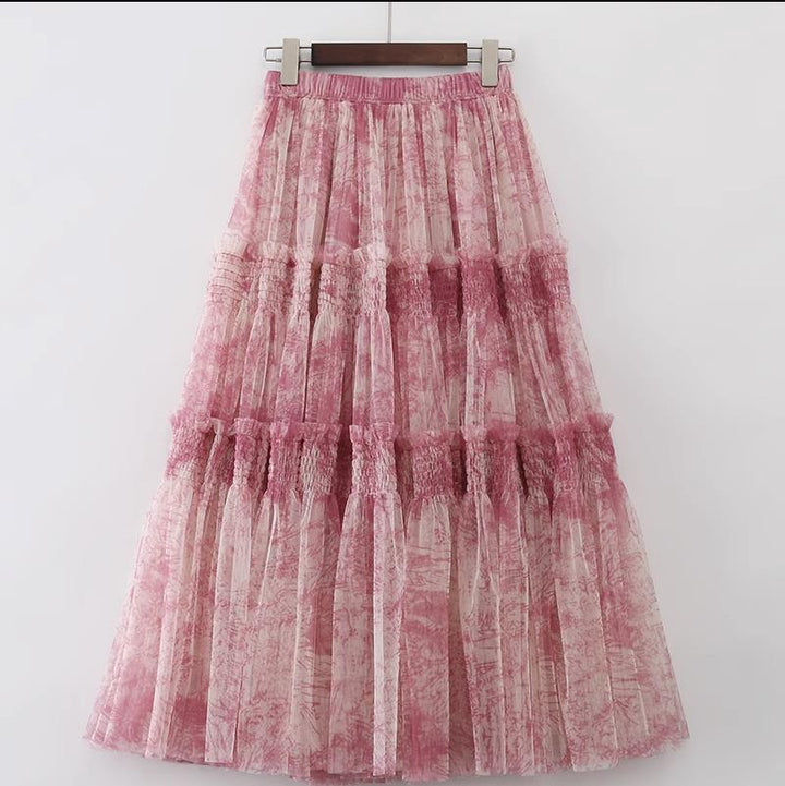 Jupe fluide imprimée pour femmes avec taille élastiquée et coupe large - Sabrina