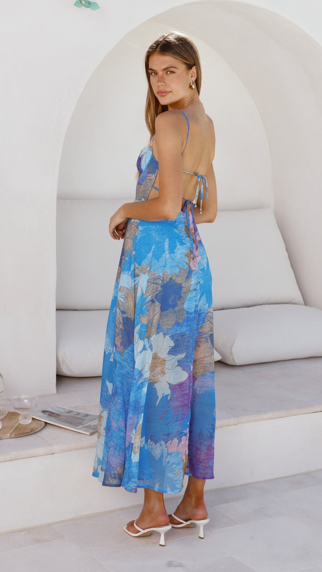 Robe de soirée longue à imprimé floral - Nancy