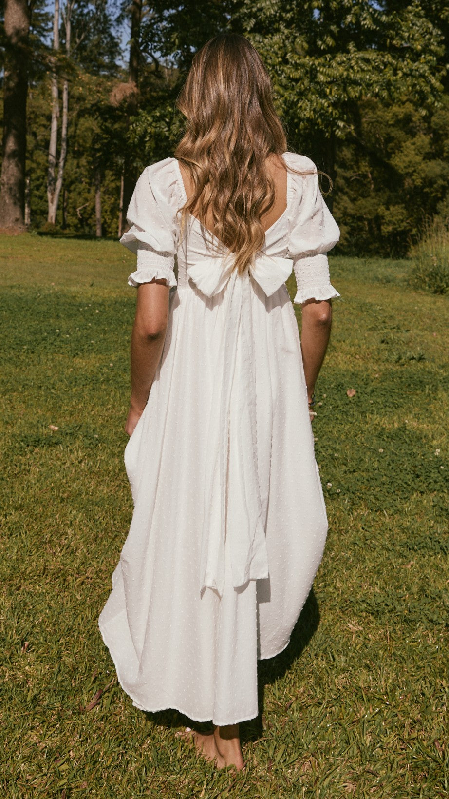Robe midi blanche à épaules dénudées pour femme - Renata