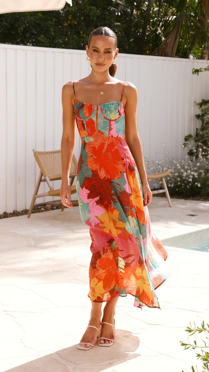Robe longue à imprimé floral pour femme - Elda