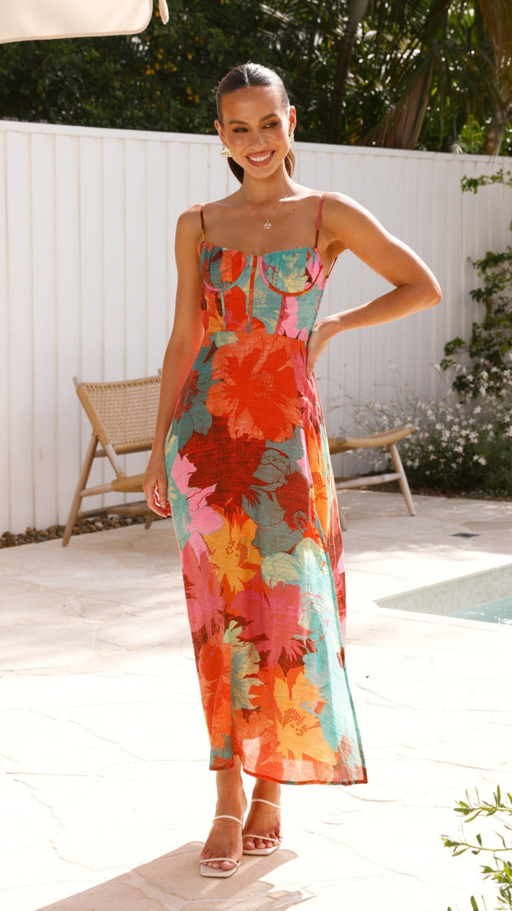 Robe longue à imprimé floral pour femme - Elda