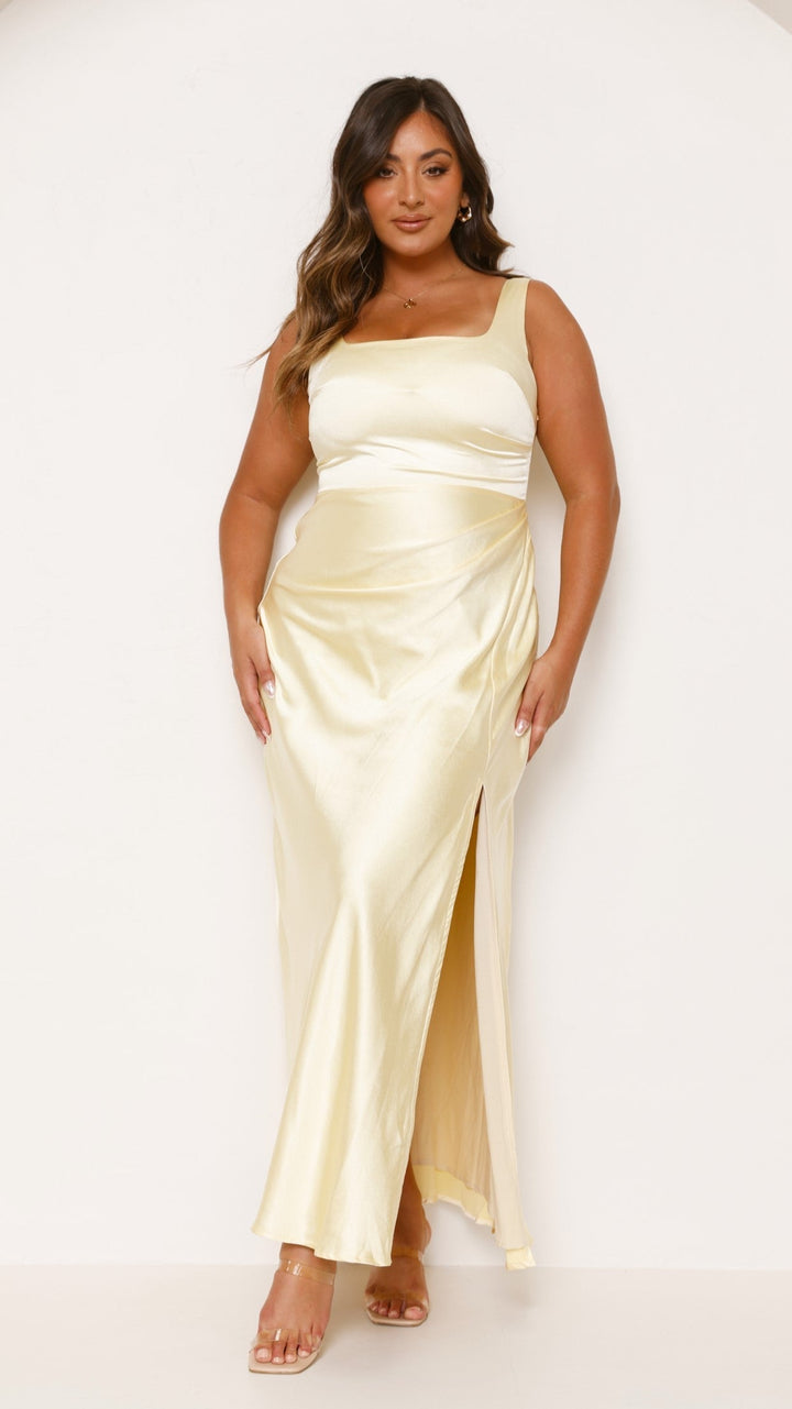 Robe longue élégante à encolure carrée pour femme - Alina