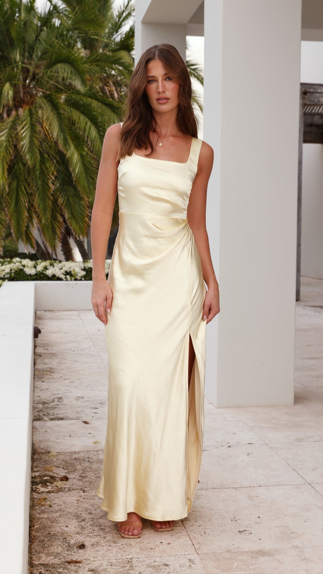 Robe longue élégante à encolure carrée pour femme - Alina