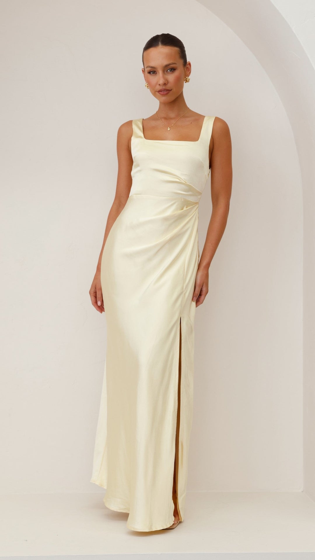 Robe longue élégante à encolure carrée pour femme - Alina
